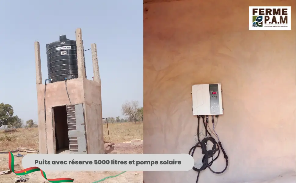 Puits avec réserve 5000 litres et pompe solaire